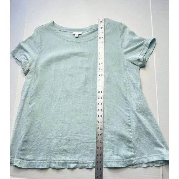 J Jill Love Linen Top sz M Oversized Sustainable Lagom Popover Beachy Minimalist - Picture 7 of 7